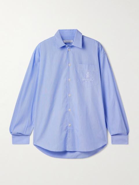 Sporty & Rich Vendome Oversized Embroidered Pinstriped Cotton-poplin Shirt