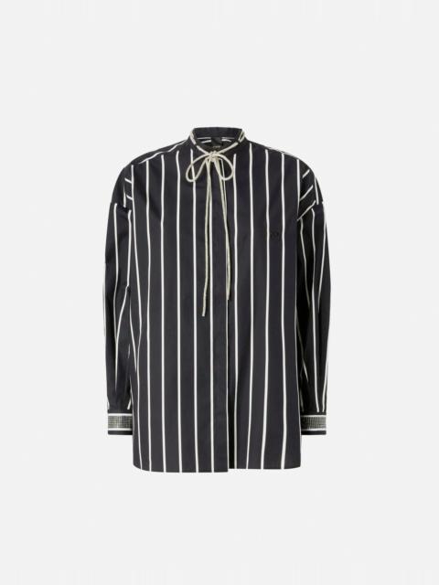 PINKO STRIPED SHIRT WITH SHINY LACES