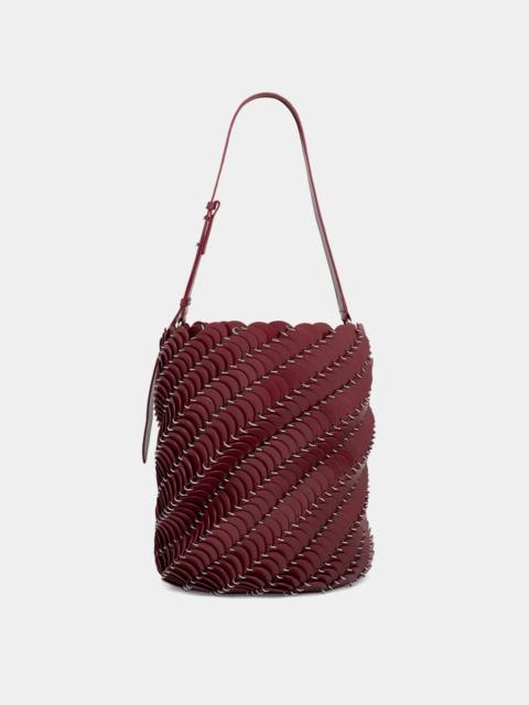 rabanne MERLOT AND SILVER LARGE PACO BUCKET BAG IN LEATHER
