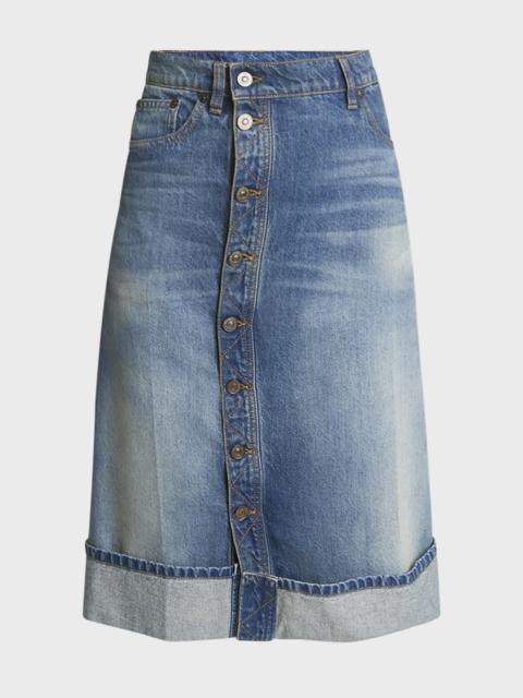 Victoria Beckham Button-Front Denim Skirt