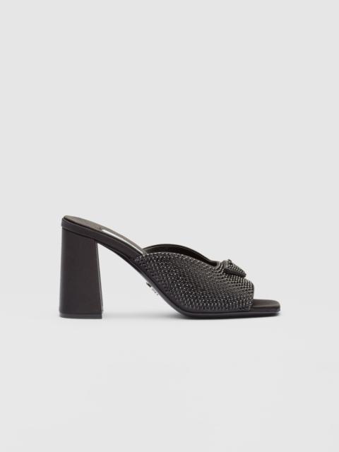Prada High-heeled satin slides with crystals