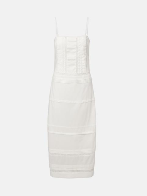 STAUD Corinna embroidered cotton voile midi dress