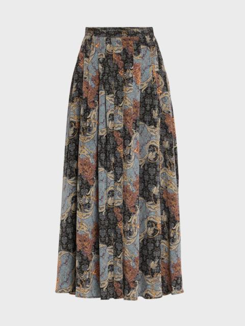 Vanna Gathered Silk Maxi Skirt