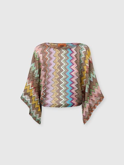 Missoni Long-sleeved top in lamé viscose with macro zigzag pattern