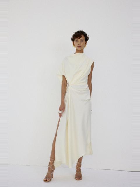 De La Vali LUNESSA MIDI DRESS IN BRIGHT CREAM SATIN