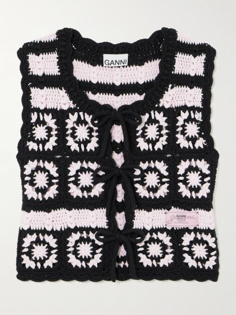 GANNI Crocheted Organic Cotton Cardigan