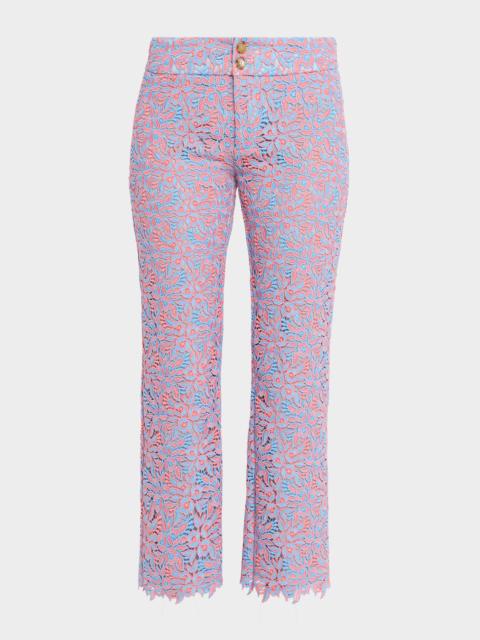 Etro Floral Lace Kickflare Crop Trousers