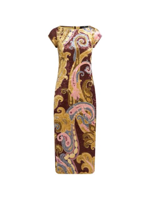 paisley-printed chenille dress