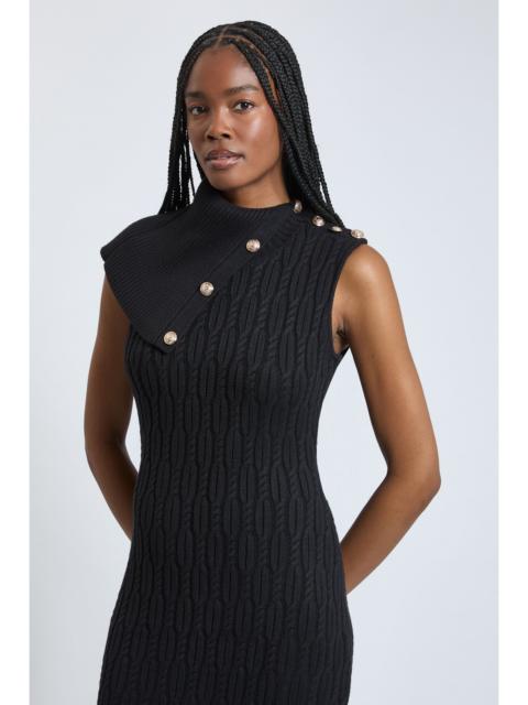 KAREN MILLEN Draped Envelope Neck Cable Knitted Dress