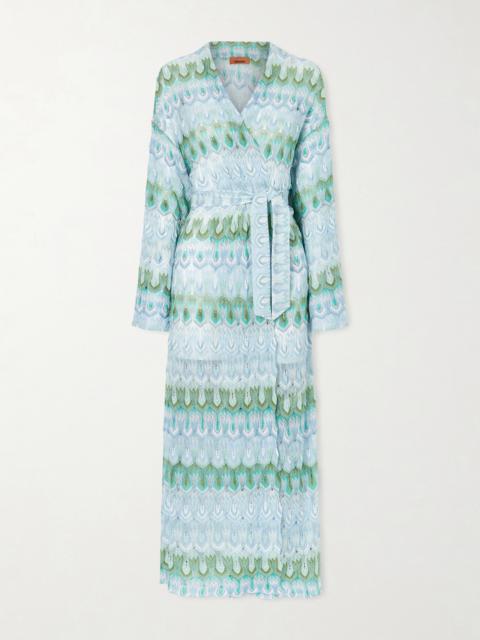 Missoni Belted Metallic Crochet-knit Kaftan