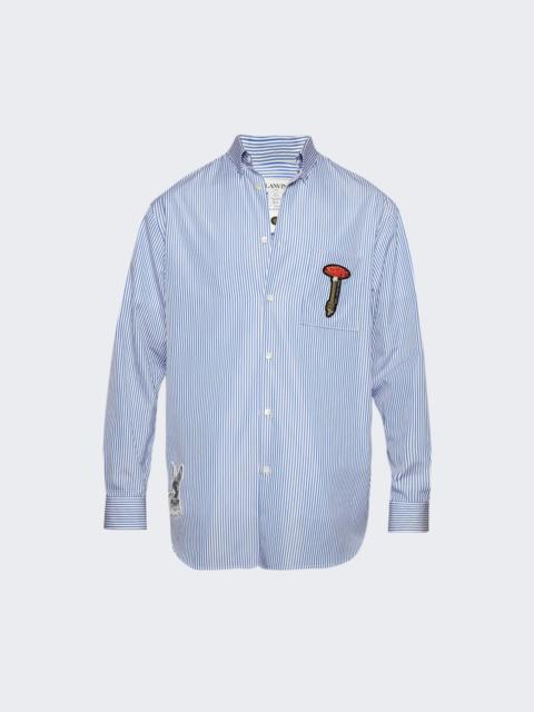 Lanvin Printed Regular Fit Poplin Shirt Blue And White