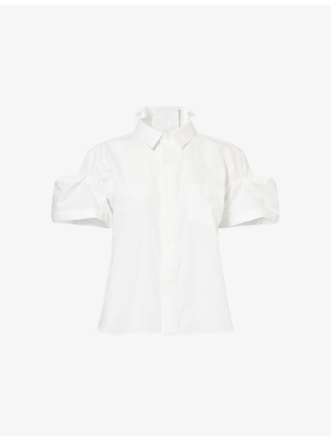 sacai Short-Sleeve Cotton Poplin Shirt