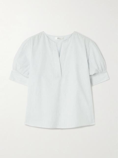 FRAME Pinstriped Cotton And Linen-blend Blouse
