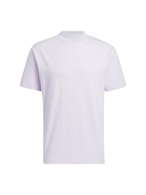 adidas neo Solid Color Round Neck Sports Short Sleeve Light Purple T-Shirt HS6817