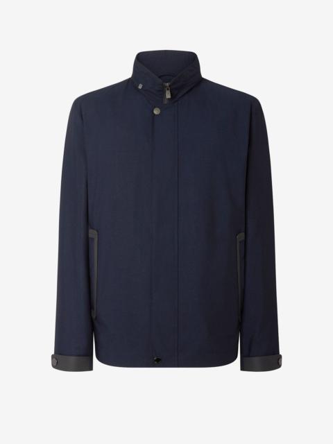 CORNELIANI Blue technical fabric coat with detachable inner lining