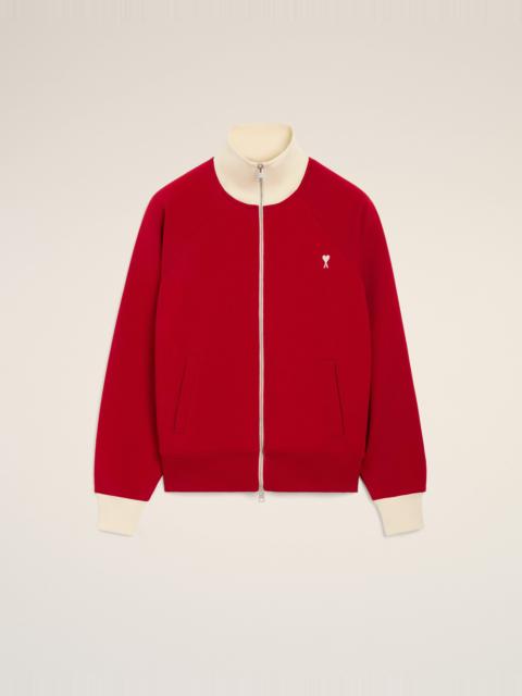 AMI Paris RED ZIPPED COTTON SWEATSHIRT WITH AMI DE COEUR