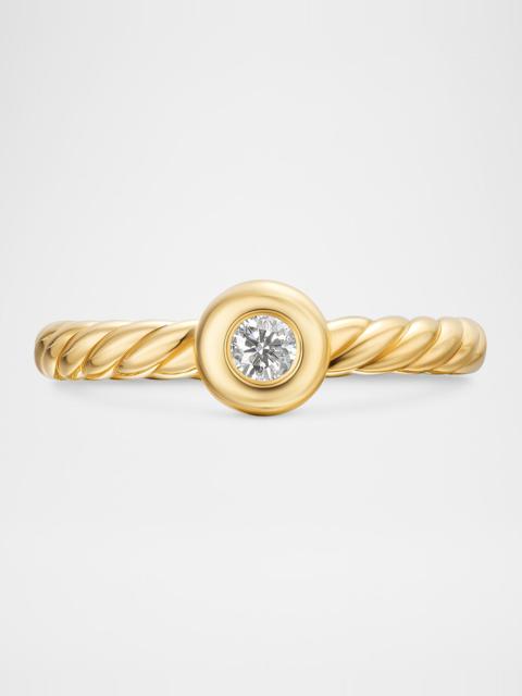 DAVID YURMAN Modern Cable Stone Ring in 18K Gold with Diamonds, 2.8mm