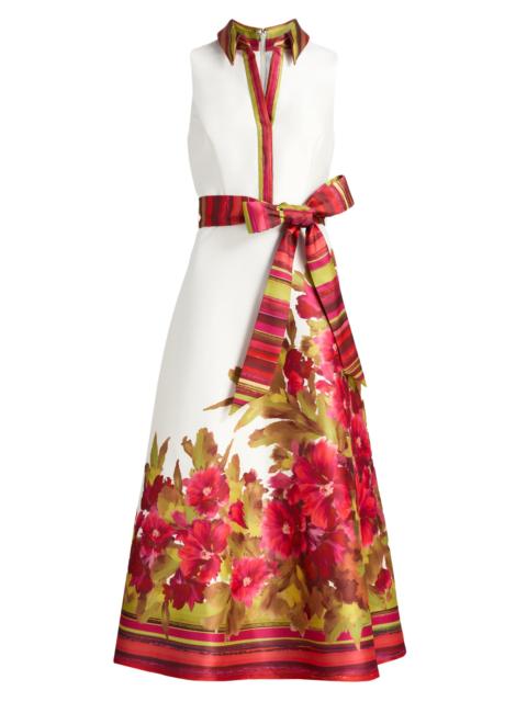 BADGLEY MISCHKA Women's Border Floral Belted Cocktail Dress - Ivory Multi