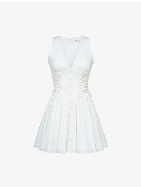 House of CB Rosalina V-Neck Stretch-Cotton Mini Dress