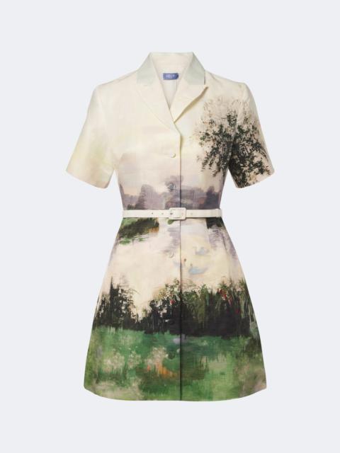 LEO LIN Brigitte printed linen-blend shirt dress