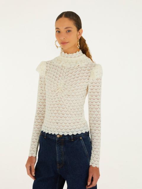 FARM RIO Lace Long Sleeve Blouse