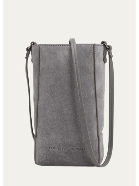 Brunello Cucinelli North-South Suede Crossbody Bag
