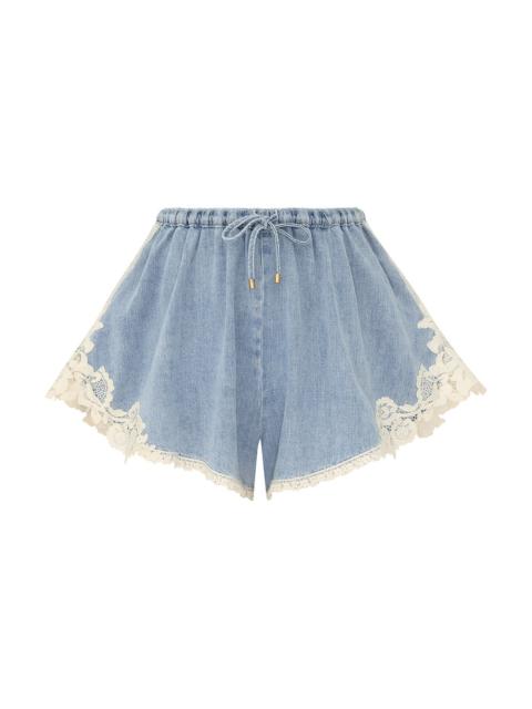 Zimmermann FAIRLIGHT DENIM LACE SHORT