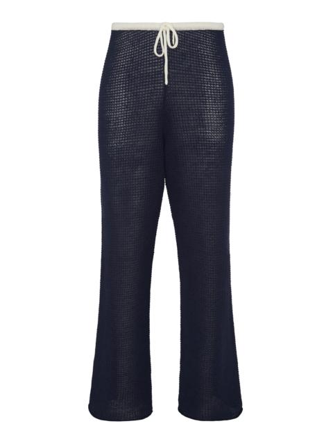 onia Linen Wide-Leg Pants navy