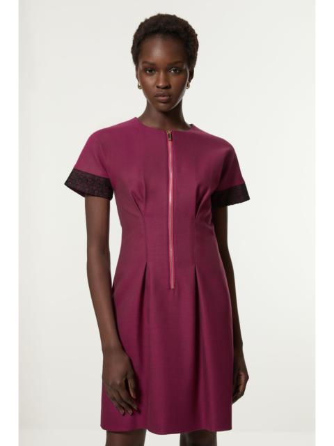 KAREN MILLEN Tall Tailored Twill Lace Mix Zip Front Mini Dress