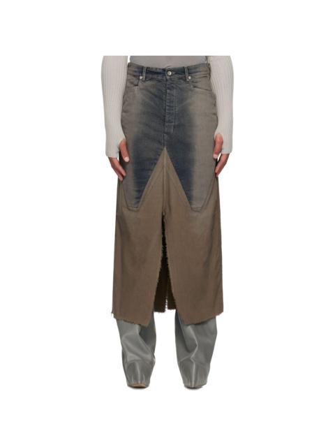Rick Owens Gray Concordians Long Slivered Denim Skirt