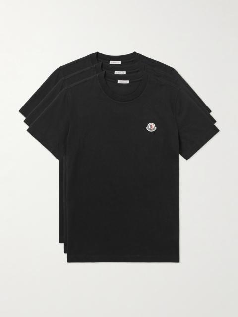 Moncler Three-Pack Logo-Appliquéd Organic Cotton-Jersey T-Shirts