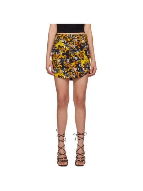 VERSACE JEANS COUTURE Black Printed Denim Miniskirt