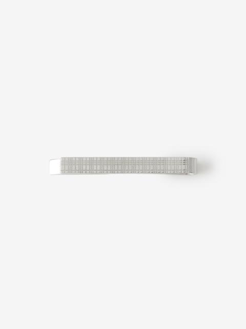 Burberry Check Engraved Palladium-plated Tie Bar