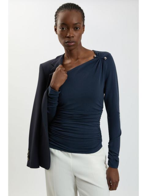 KAREN MILLEN Viscose Metal Clasp Detail Jersey Top