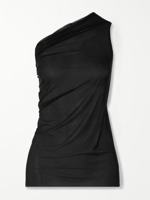 Rick Owens Athena Gathered One-shoulder Voile Top