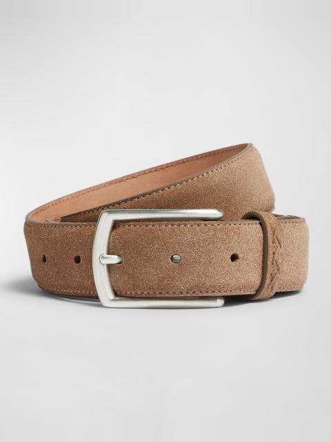 ZEGNA Men's Triple Stitch Leather Belt