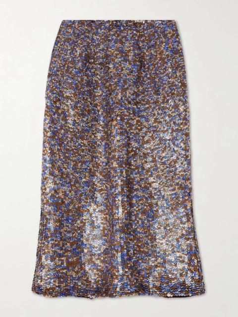 Sequined wool-blend midi skirt