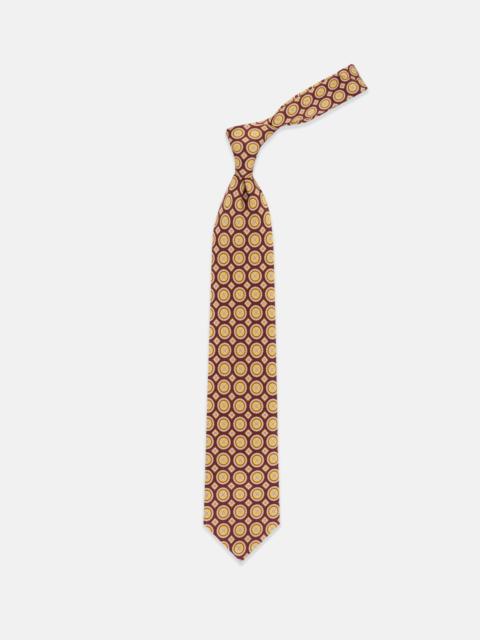 J. PRESS MADE-IN-ENGLAND BURGUNDY MEDALLION FOULARD TIE