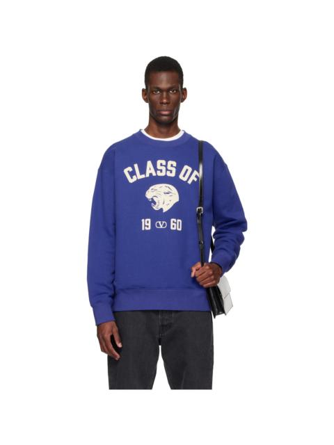Valentino Blue Cotton Panther 'Class of 1960' Print Sweatshirt