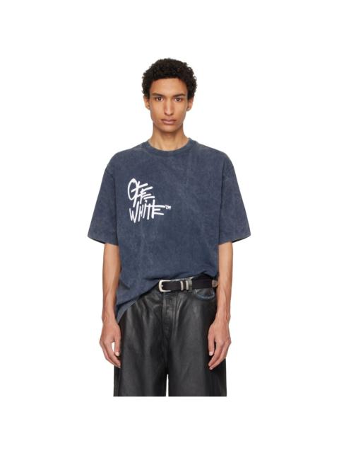 Off-White Navy Spray Painting Skate T-shirt