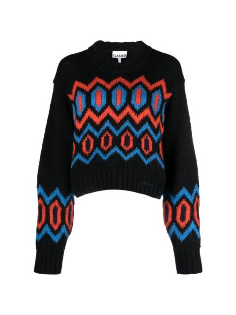 patterned organic-wool jumper