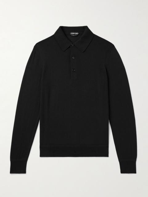 TOM FORD Slim-Fit Cashmere and Silk-Blend Polo Shirt Black