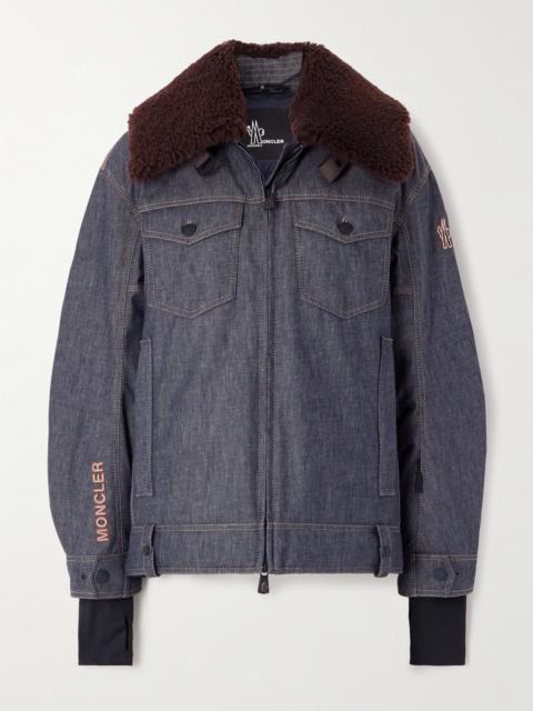 Moncler Grenoble Yunque Shearling-trimmed Denim Down Jacket
