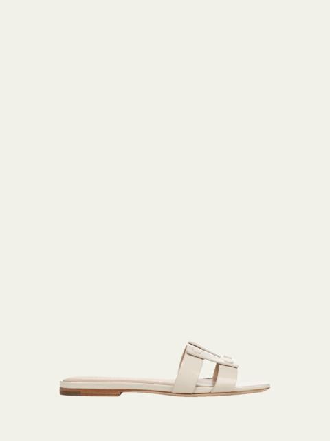VERONICA BEARD Via Patent Leather Flat Slide Sandals