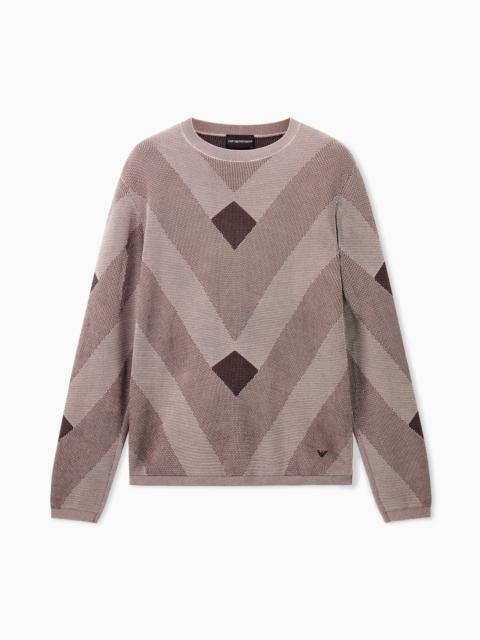 EMPORIO ARMANI DIAGONAL JACQUARD PATTERN SWEATER SIGNATURE CAPSULE