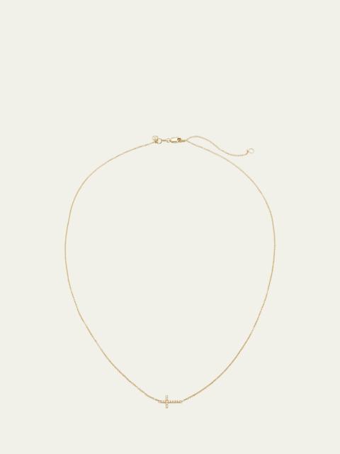 SYDNEY EVAN Small Gold Pave Diamond Cross Necklace