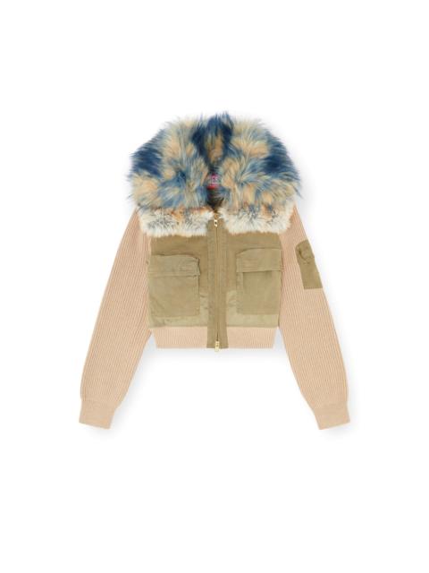 Diesel BOMBER JACKET WITH RIB-KNIT AND PLUSH TRIMS