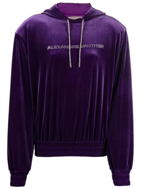 ALEXANDRE VAUTHIER logo-print velour hoodie