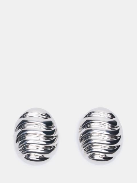STEVE MADDEN GROOVED CIRCULAR STUD EARRINGS SILVER