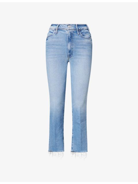 MOTHER The Hustler Ankle Fray Flared Stretch-Denim Blend Jeans